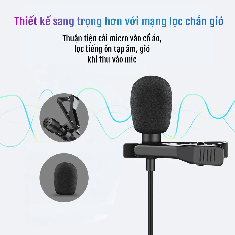  Mic thu âm cài áo Takstar TCM-400 dây dài 5M, tương thích với mọi thiết bị