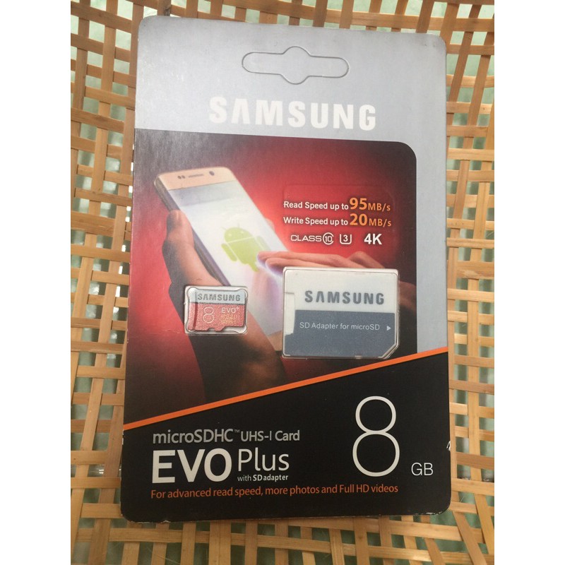 Thẻ Nhớ 8GB Sam Sung 95MB/S EVO Plus 10 Micro SDHC - Bảo hành 12 tháng
