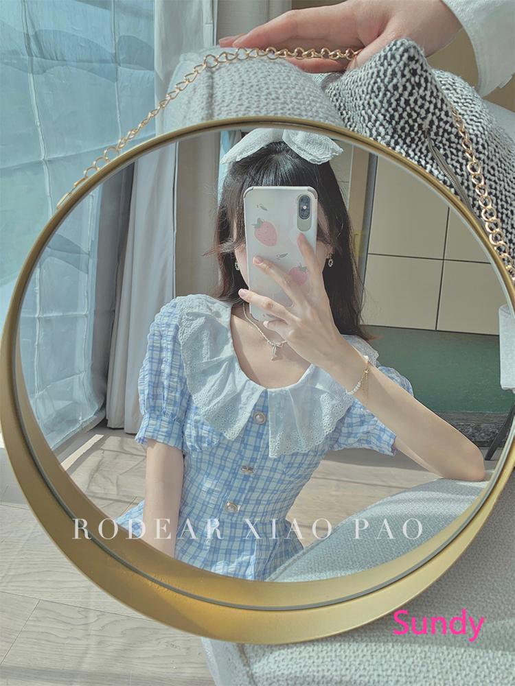 Đầm Ca Rô Cổ Búp Bê Xinh Xắn Theo Phong Cách Mùa Hè Dành Cho Nữ | BigBuy360 - bigbuy360.vn