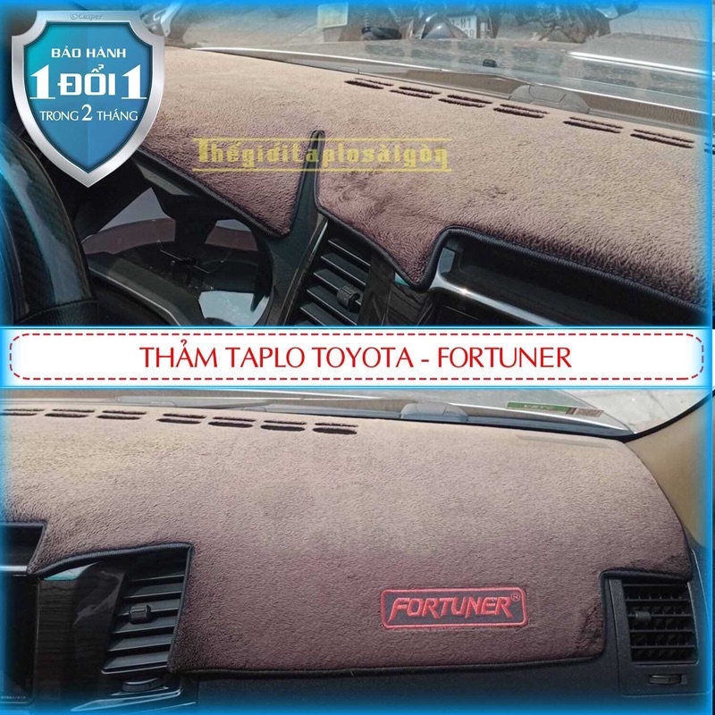 [Fortuner-2012 đến 2018] Thảm Taplo oto loại da vân gỗ,da cacbon,da nỉ đen và nhung lông cừu dày 3 lớp