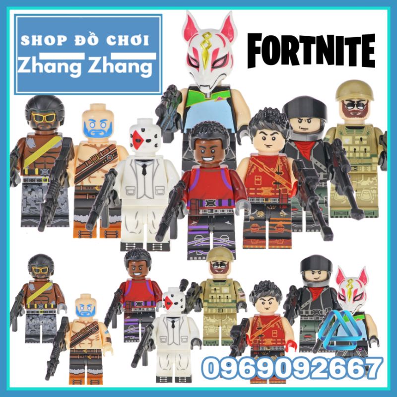 Đồ chơi Xếp hình Fortnite gồm Sky Fox - Vanguard - Burnout - Sledgehammer - White Suit mô hình Minifigures Kopf KF6058