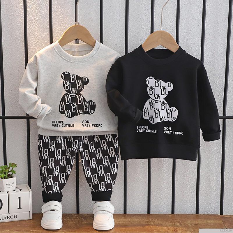 Bộ quần áo sweater vải cotton in hoạt hình thiết kế thời trang phong cách thu đông cho bé