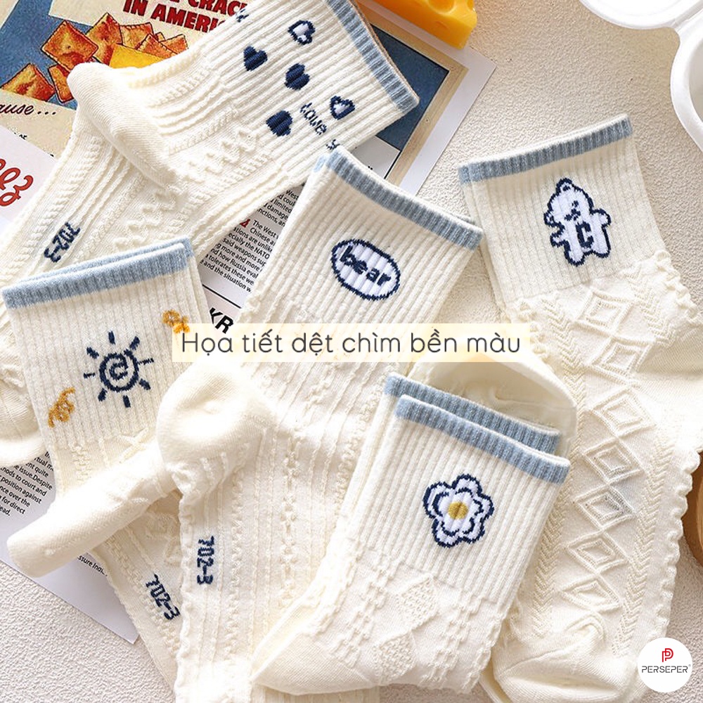 Tất cổ cao nữ phong cách Hàn Quốc, chất vải cotton thoáng khí chống hôi chân - Cherry Shop