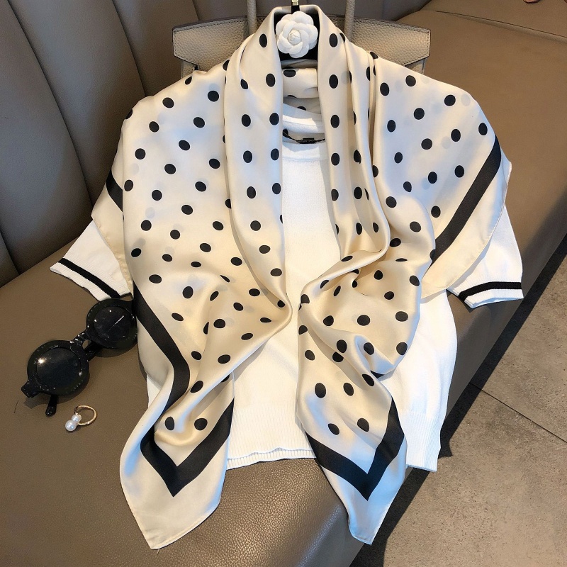 XIXI Khăn choàng cổ hình vuông 90x90cm bằng lụa satin in họa tiết thời trang sang trọng cho nữ