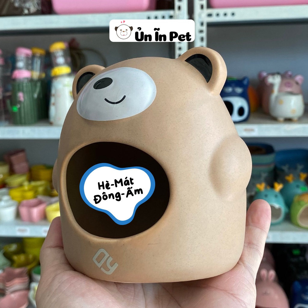 Nhà ngủ sứ hamster, GẤU NÂU siêu mát, dễ thương