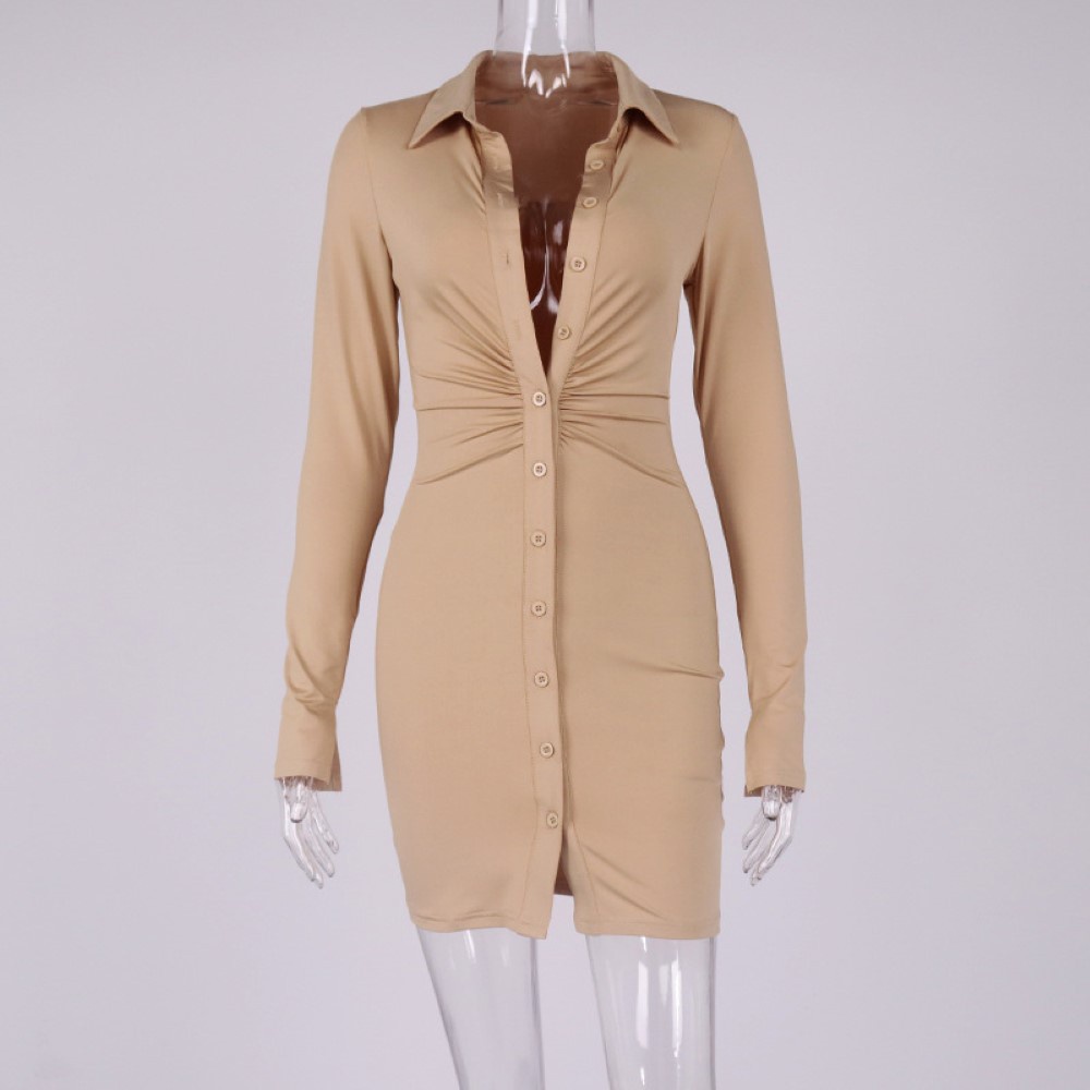 Đầm Sơ Mi Tay Dài Màu Sắc Thời Trang Cho Nữ