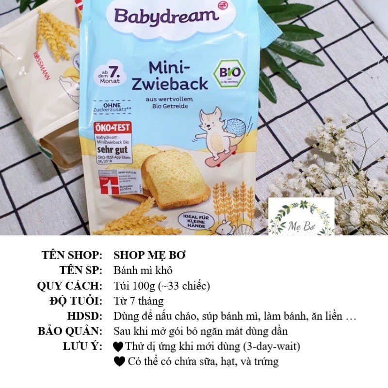 [BabyDream] BÁNH MÌ KHÔ HỮU CƠ ĐỨC BABYDREAM