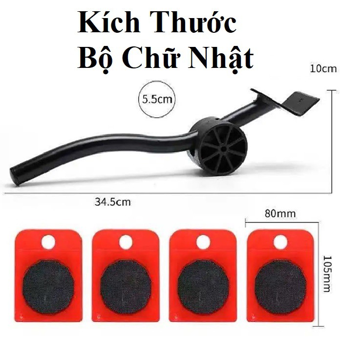 Bộ nâng, dụng cụ di chuyển vật nặng đồ nội thất có bánh xe 5 trong 1