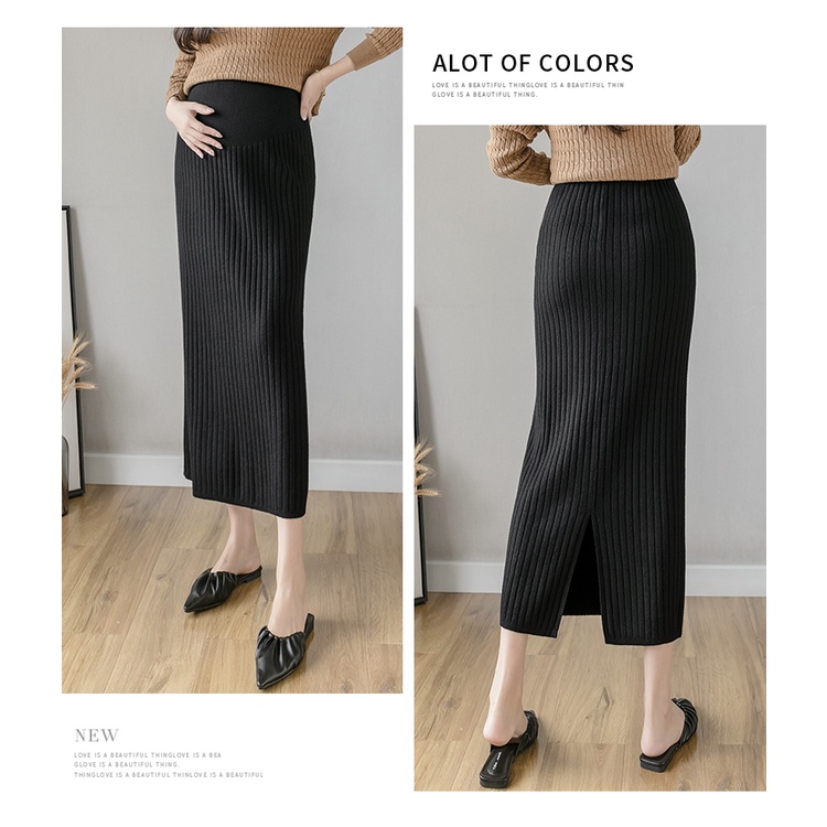 Chân Váy Len Lưng Cao Thời Trang Thu Đông Cho Phụ Nữ Mang Thai