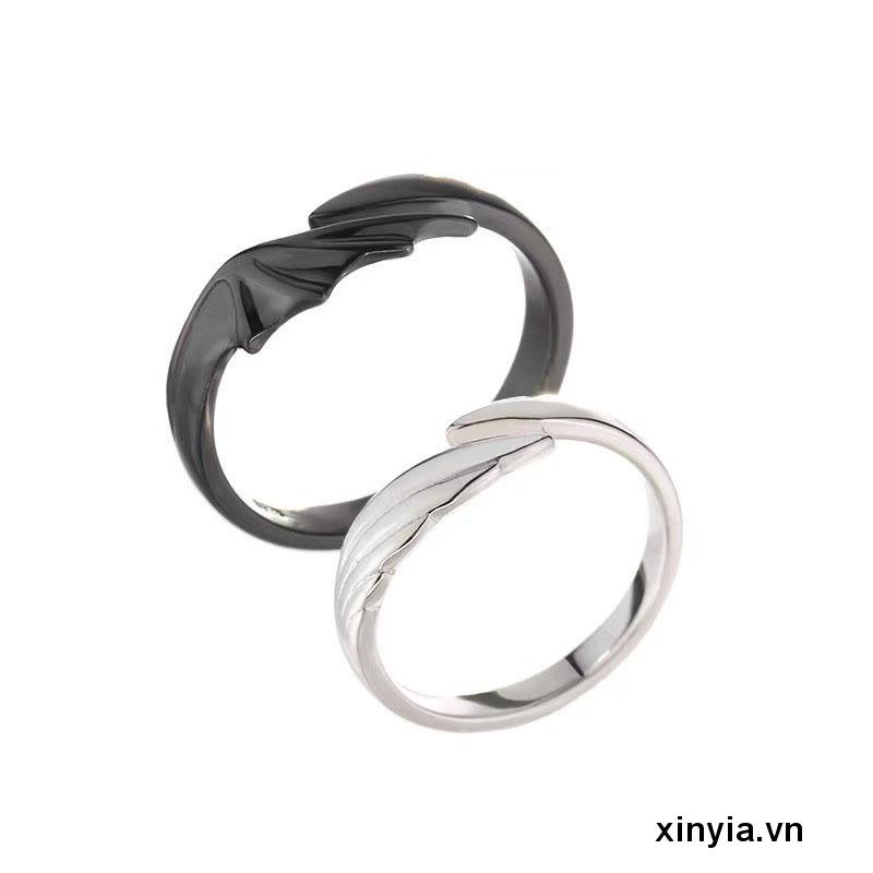 Nhẫn Mạ Bạc 925 Hình Thiên Thần Ác Quỷ Có Thể Điều Chỉnh Thời Trang Cho Cặp Đôi