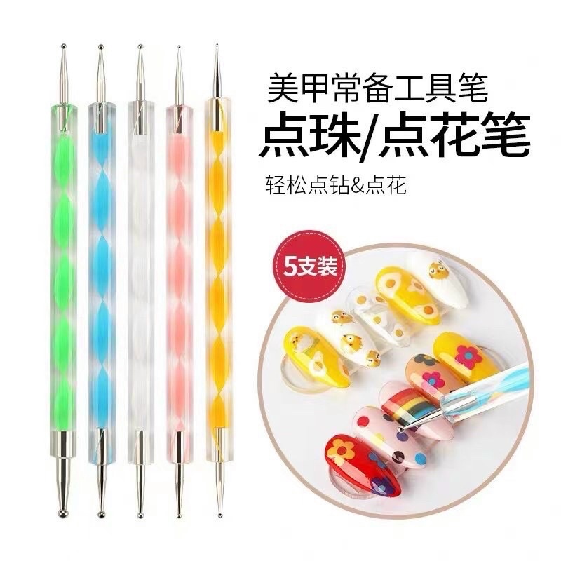 Set Bút Chấm Bi Vẽ Nail , Bộ Bút 5 Cây Dùng Để Trang Trí Móng