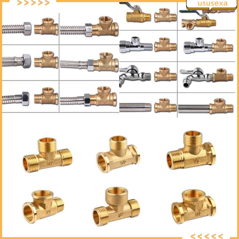 Đầu nối ống nước hình chữ T đa năng bằng đồng thau dày dặn chịu nhiệt cao và thấp kích thước 1/2 inch/ 3 chiều