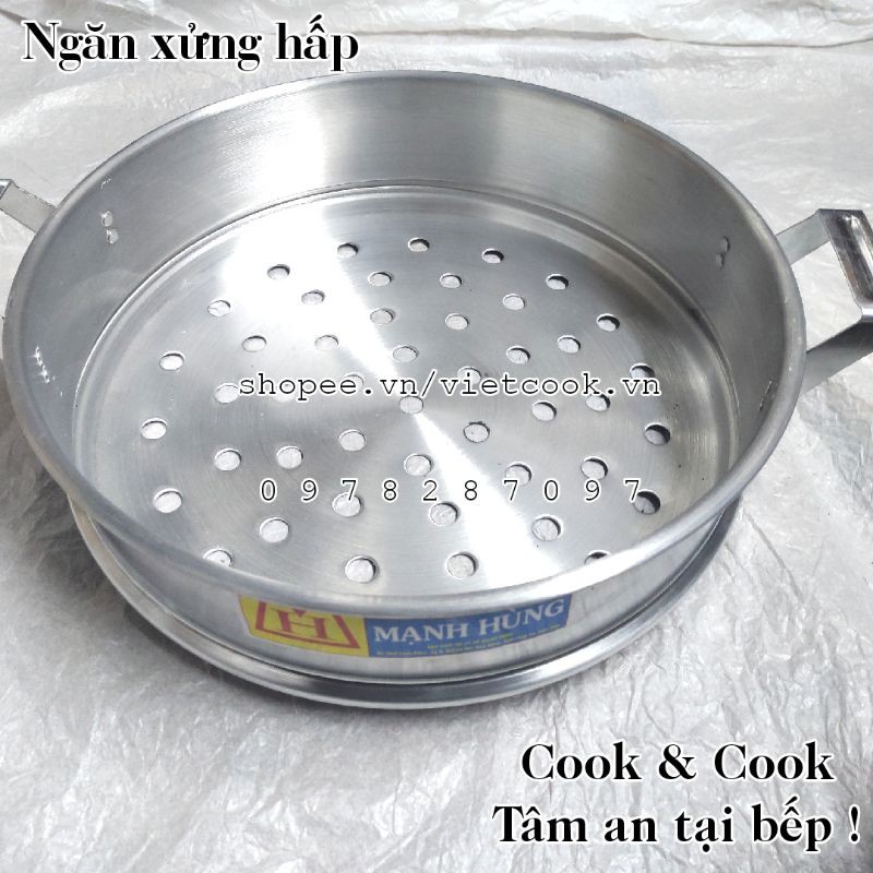 [CHÍNH HÃNG] Ngăn xửng hấp bánh bao size 46 cm nhôm Mạnh Hùng/ Hấp hải sản/ Hấp rau củ quả