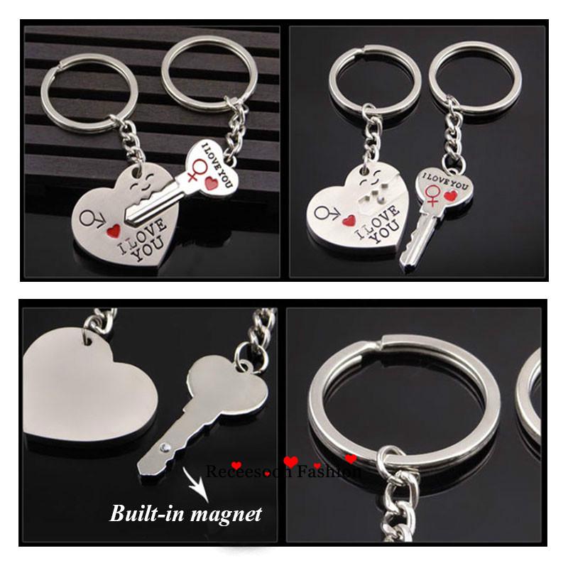 Set 2 móc khóa hình trái tim cho cặp đôi