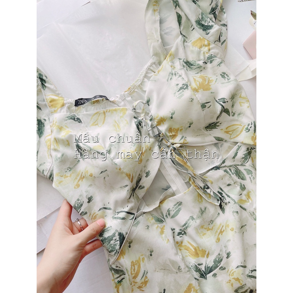 VÁY MAXI DÁNG DÀI CUTOUT HOA CÀNH CÚP NGỰC ĐAN DÂY SEXY ZARA