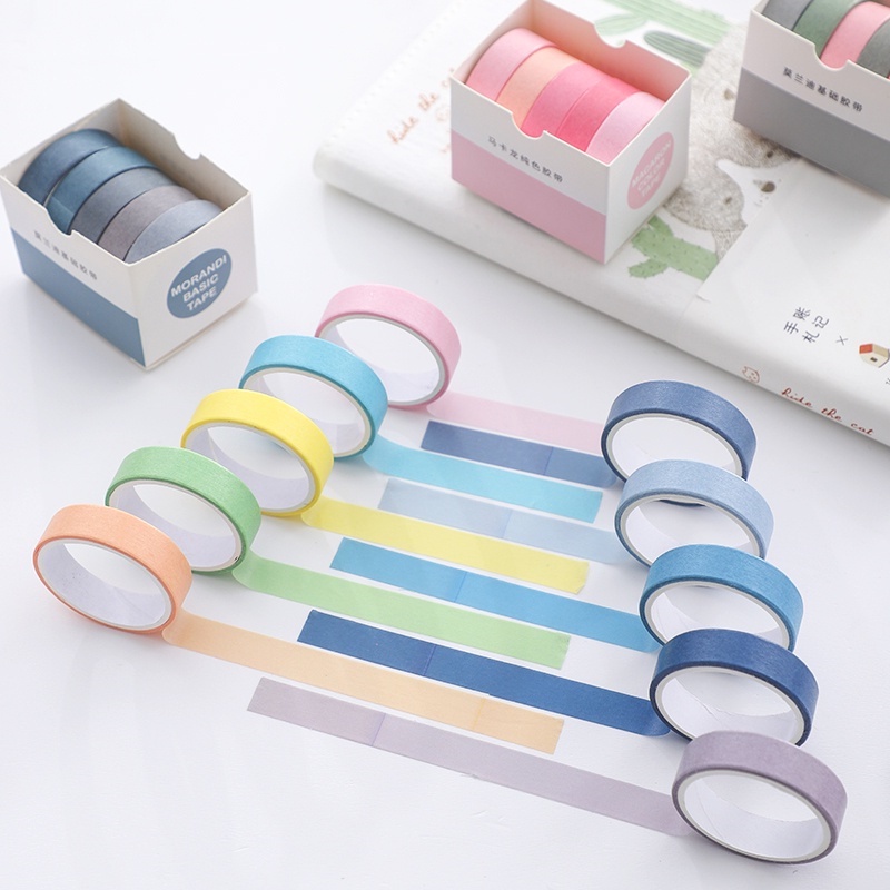 Bộ 5 Cuộn Băng Dính washi Trang Trí album / Sổ Tay