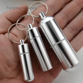 Fengwunineday Hộp đựng thuốc chống nước Hộp đựng thuốc Mini Hộp đựng chai thuốc bằng thép không gỉ / hợp kim nhôm