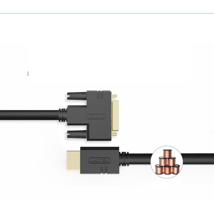 [Mã ELFLASH5 giảm 20K đơn 50K] Cáp Chuyển DVI to HDMI và ngược lại HDMI to DVI Unitek Y-C217A dài 1,5m