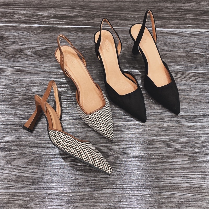 Giày slingback giày min quai hậu cao 7p
