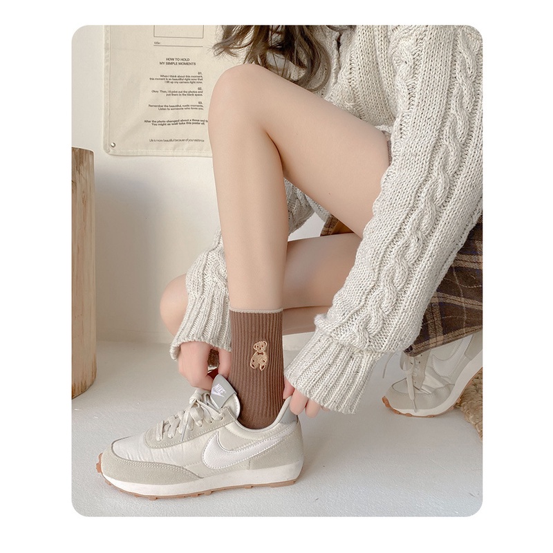 tất nữ Vớ Cotton Họa Tiết Gấu Hoạt Hình Dễ Thương Cho Nam Nữ