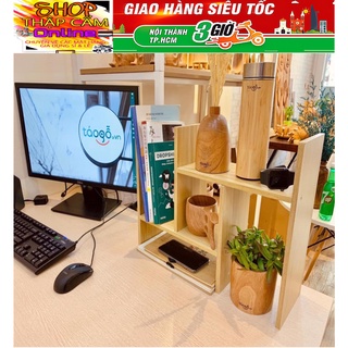 Kệ Sách, Giá Sách Để Bàn Làm Việc Mini handmade bằng gỗ thông minh, đa năng