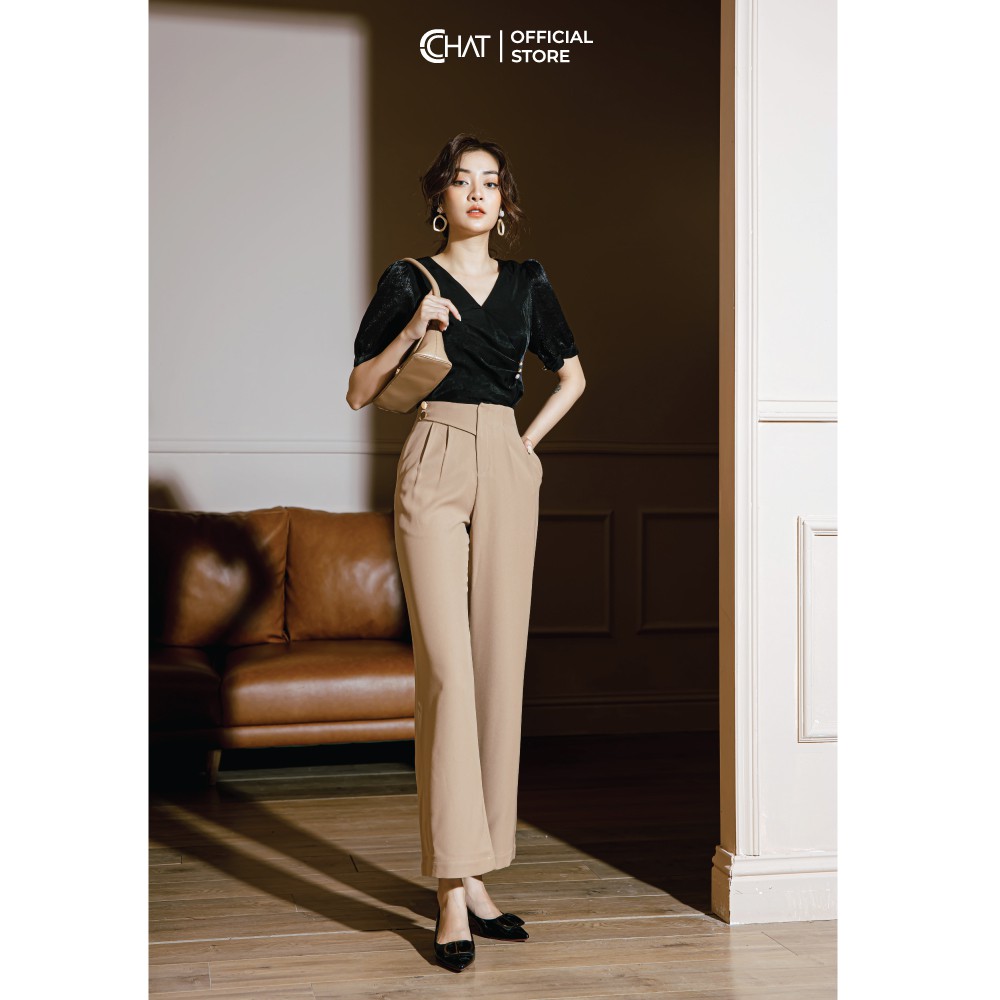 Quần suông cạp lệch hai cúc CCHAT | BigBuy360 - bigbuy360.vn