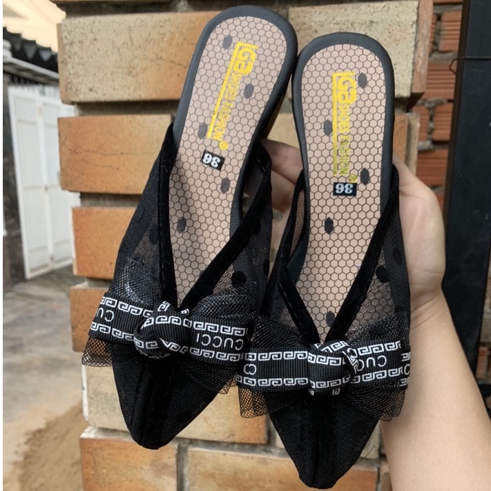 Dép sục nữ mũi nhọn đính đá nhiều hình sang trọng size 35/39