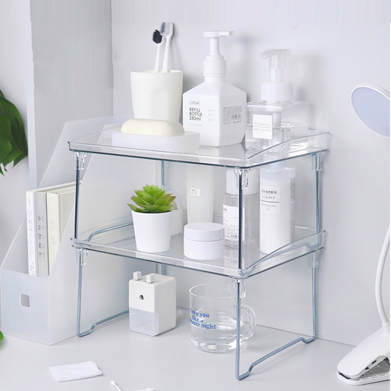 Kệ nhựa trong đựng đồ để bàn trong suốt đa năng kệ acrylic gấp gọn tiện dụng