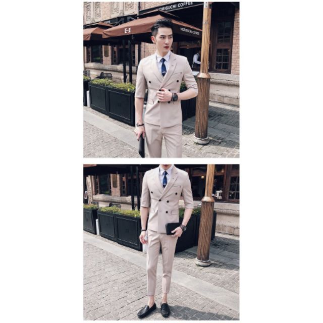 BỘ SUIT NAM A 343 T2 262 2 HÀNG KHUY  THỜI TRANG CỦA STAR SHUAI