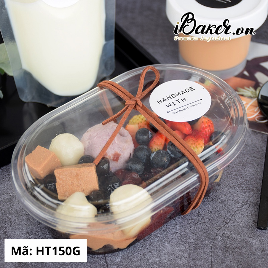 Hộp nhựa oval XY150G đựng bánh mousse, bánh tiramisu