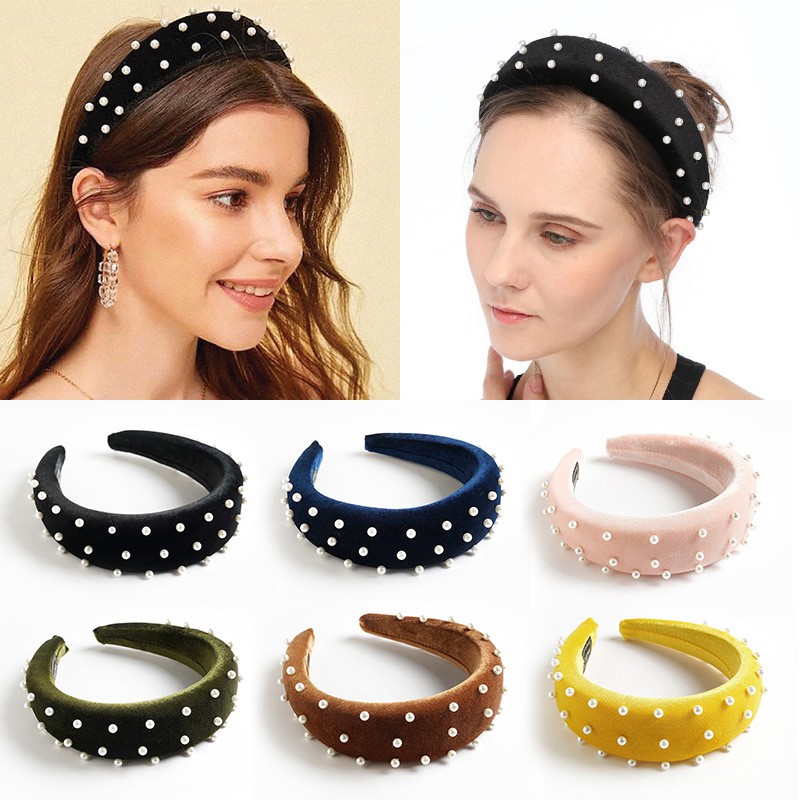 Băng đô cài tóc Hàn Quốc bọc vải nhung kết bính kiểu vintage siêu đẹp CN03.23