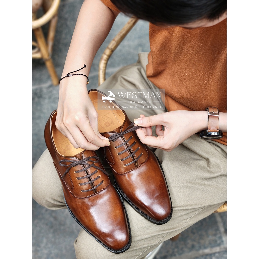 Giày nam Oxford Plain-toe Da Thật Westman W0021 Màu Light Brown