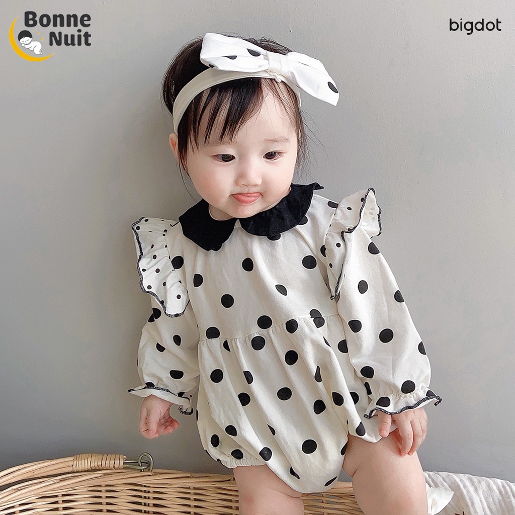 Set bodysuit chấm bị cho bé gái Big Dot kèm băng đô