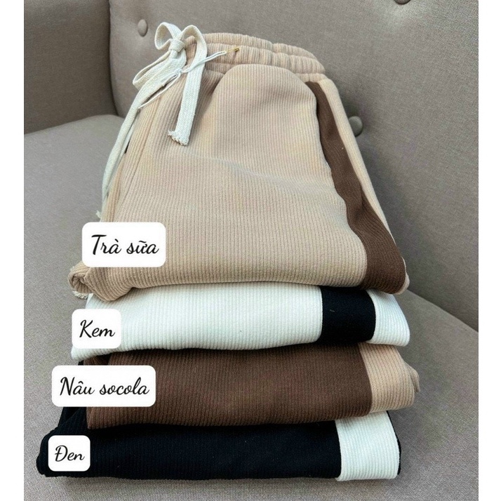 Quần JOGGER BOM Ống Rộng Nỉ Tăm Cao Cấp Quần Thể Thao Phối Sọc Co Giãn 4 Chiều Thời Trang Nữ HOTTREND