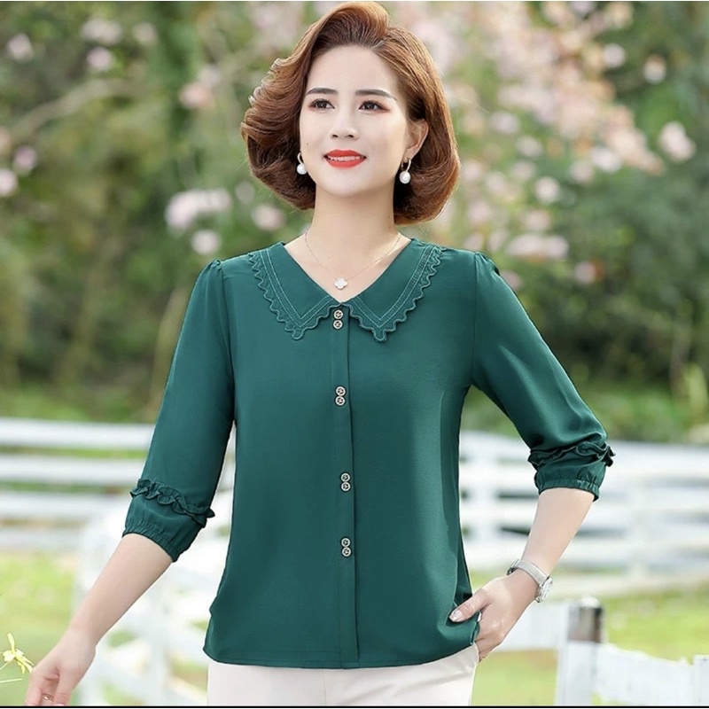 Áo sơ mi nữ trung niên mềm mát kiểu dáng sang trọng NP3364