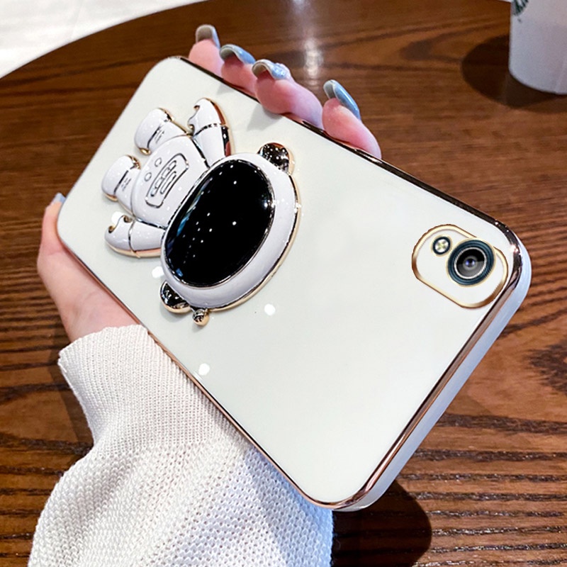 Ốp Điện Thoại Màu Kẹo Hình Phi Hành Gia Có Giá Đỡ Cho VIVO Y91C Y91 Y1S