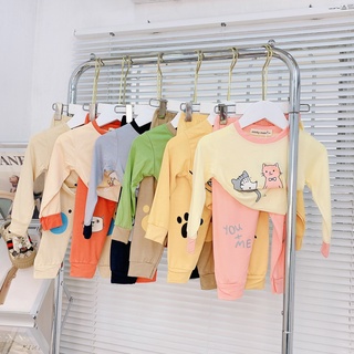 Bộ dài tay cho bé trai bé gái in hình đáng yêu, đồ bộ thun lạnh dài tay minky mom trẻ em mặc ngủ 1 2 3 4 5 tuổi BD009