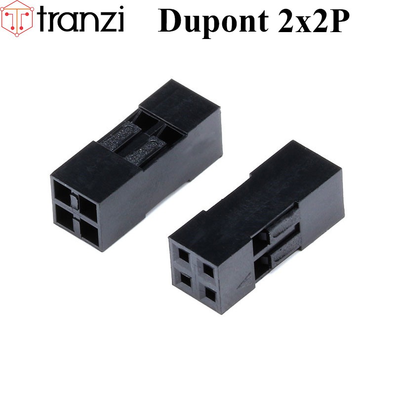 Vỏ header 2.54mm dupont 2x2P 14mm đen - túi 50 cái