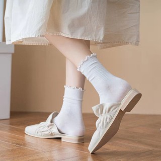 Vớ cổ cao màu trơn phong cách retro Nhật Hàn cho nữ