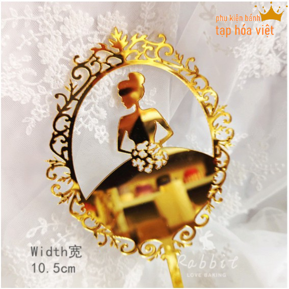 [Cỡ To] Túi 10 meka Cô gái Gương trang trí bánh sinh nhật, mica cắm bánh sinh nhật
