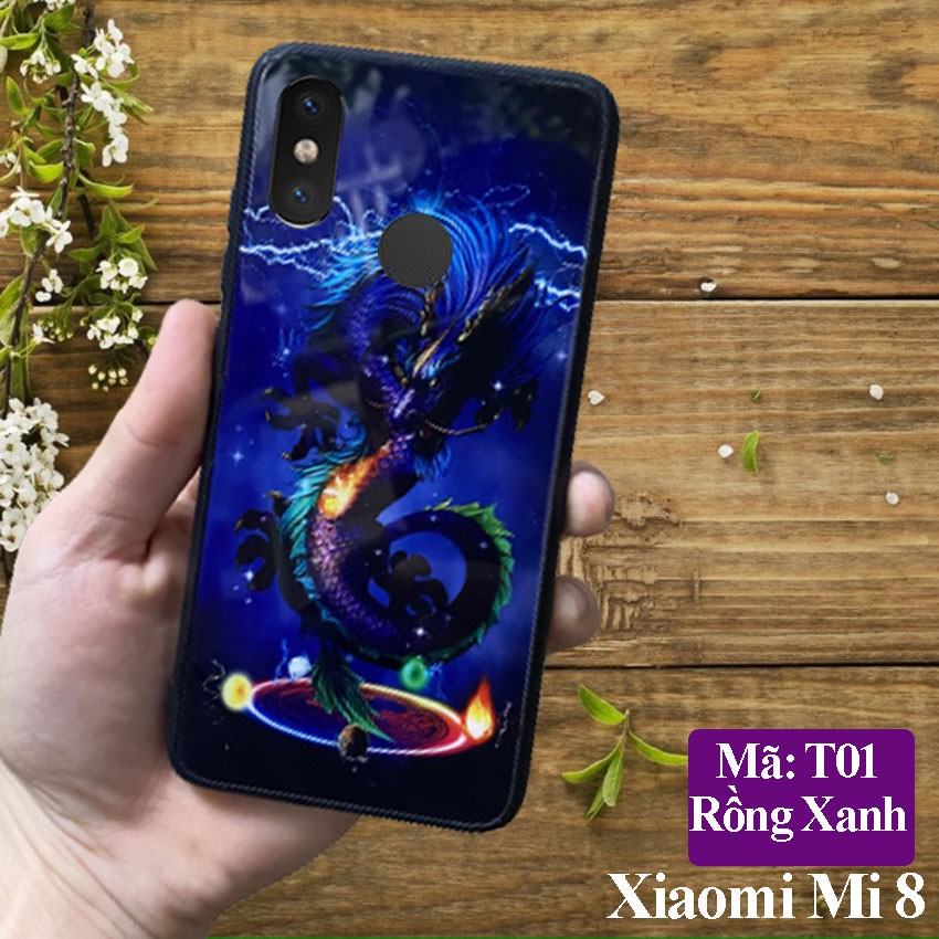 [Freeship] Ốp lưng Xiaom Mi8 , ốp điện thoại Mi 8 mặt kính in hoa văn sang trọng, vỏ case đẹp