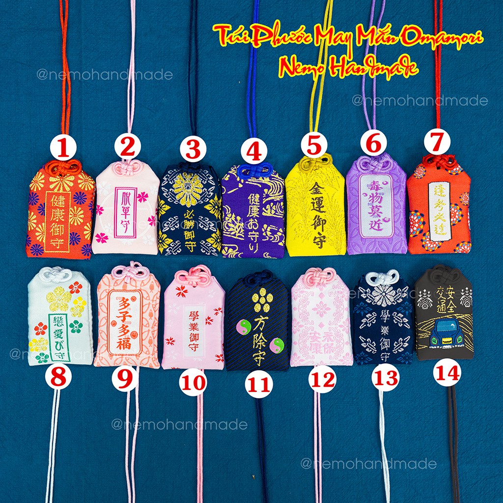 Túi Phước May Mắn Omamori Thêu Câu Chữ Ý Nghĩa - Mã OM14M