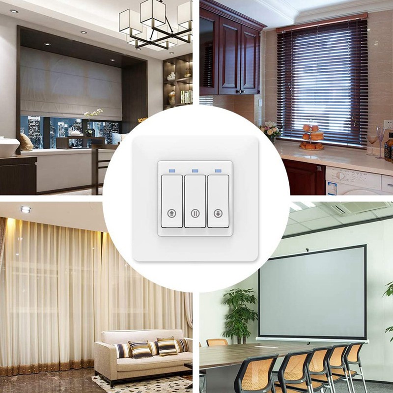 2Pcs WiFi Smart Push Button Curtain Switch Tuya App Remote Control