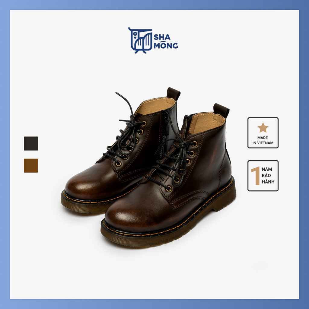 Giày DR cổ cao da microfiber cao cấp có khoá Shamong vintage made in Vietnam bảo hành 1 năm mã G5