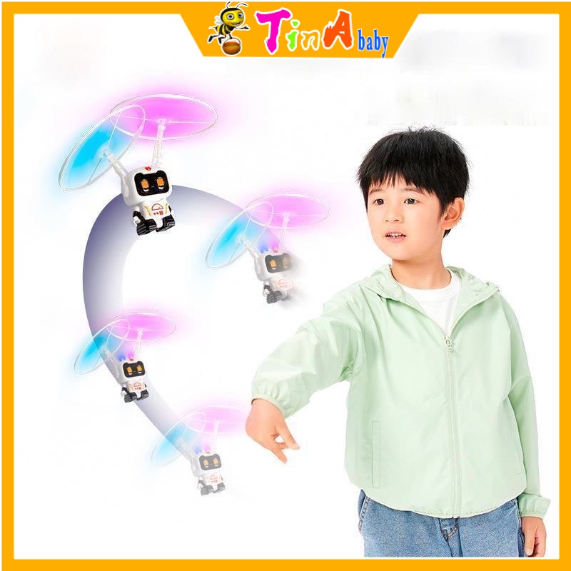 Máy bay trực thăng kiểu dáng phi hành gia cảm biến thông minh có đèn và sạc đồ chơi cho bé E1032