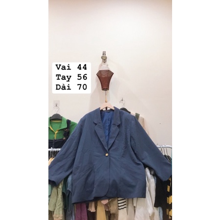Áo vest blazer Nhật màu xanh than 2 lớp nút vàng form 1 nút 2hand giá rẻ