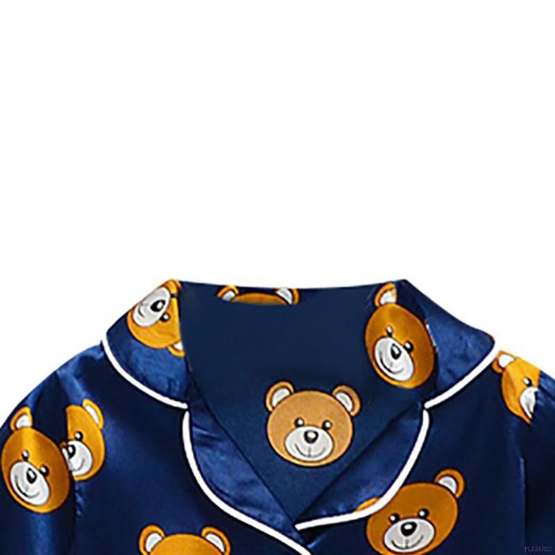 Bộ Đồ Ngủ Pijama Dài Tay In Hình Gấu Hoạt Hình Cho Bé