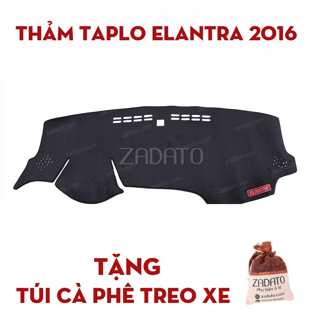 Thảm Taplo Hyundai Elantra - Thảm Chống Nóng Taplo Lông Cừu - TẶNG: Túi Cafe Treo Xe