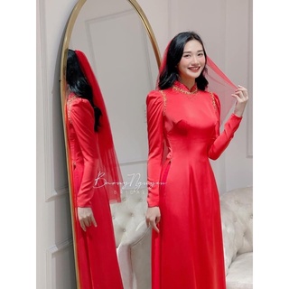 Áo dài hỏi cưới đỏ, trắng