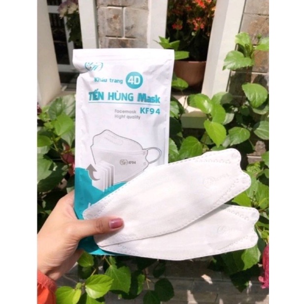 Thùng 300 cái khẩu trang y tế 4D Kf94 tiến hùng màu trắng hàng 4 lớp kháng khuẩn